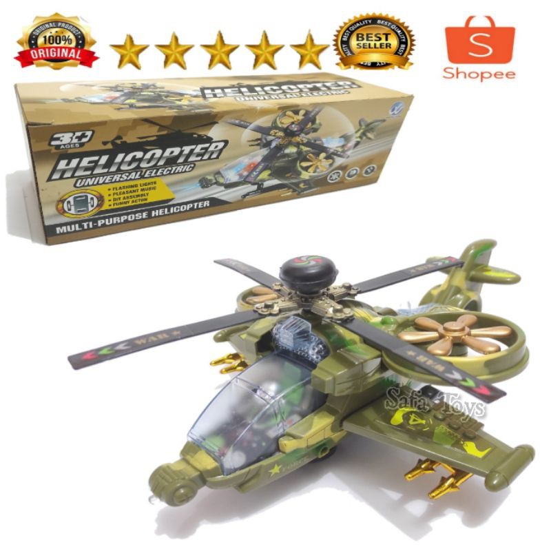 Mainan Anak HELICOPTER Model ARMY Baterai