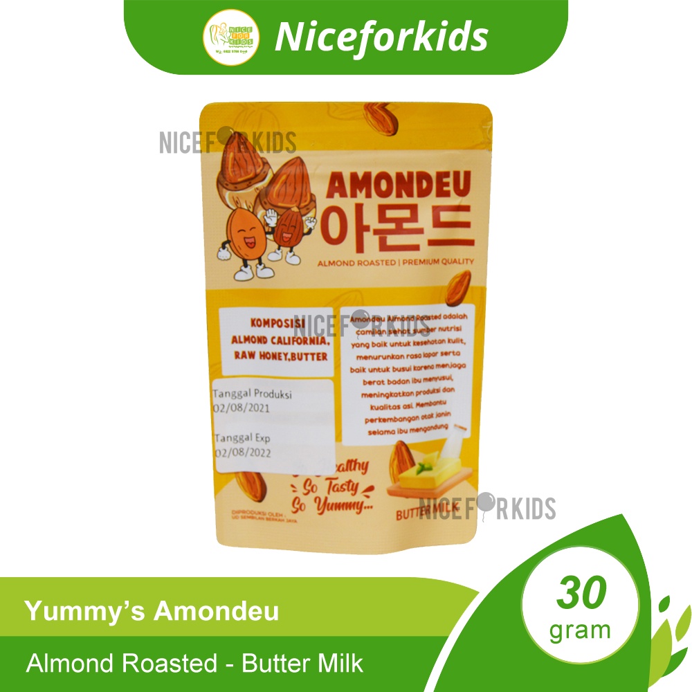 Yummy's Amondeu Almond Roasted Premium Quality 30gr / Almond Panggang Cemilan Sehat Busui dan Bumil