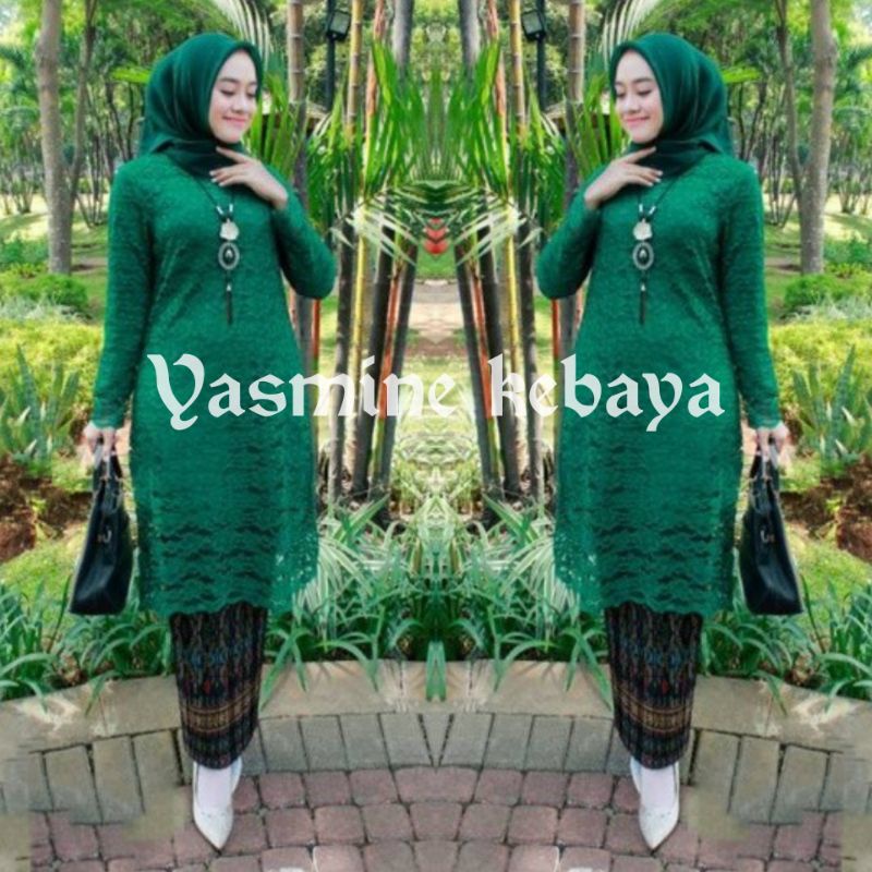 KEBAYA BROKAT TUNIK MODERN / SET TUNIK PUTIH BRUKAT MUSLIM / SETELAN KEBAYA BRUKAT JUMBO / KEBAYA WISUDA-5