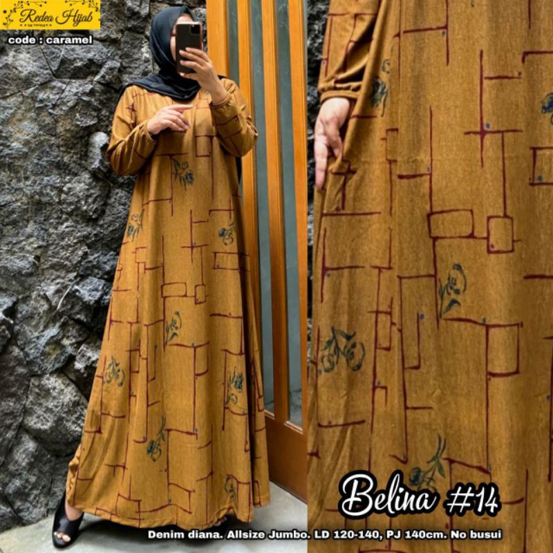 Belina Dress Radea Hijab - Diana Denim Dress Motif Abstrak