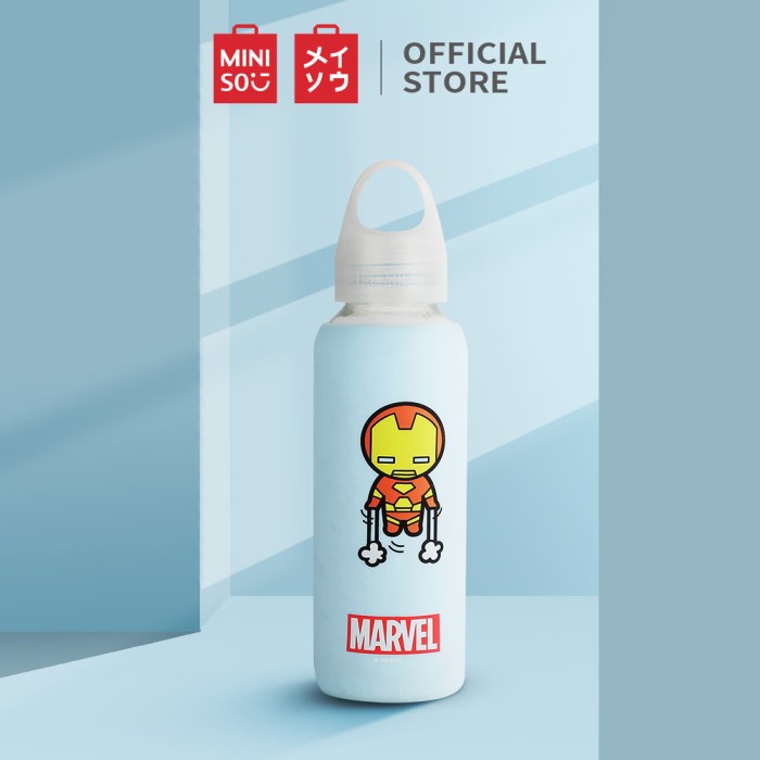 MURAH MINISO Marvel Botol Minum Tempat Tumbler Tumblr Kaca 300ml Bottle - Iron Man