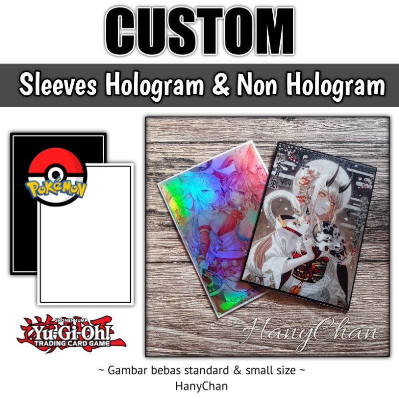 CUSTOM SLEEVES CARD SLEEVE HOLOGRAM Small Standard Size Pokemon Yugioh Vanguard MTG