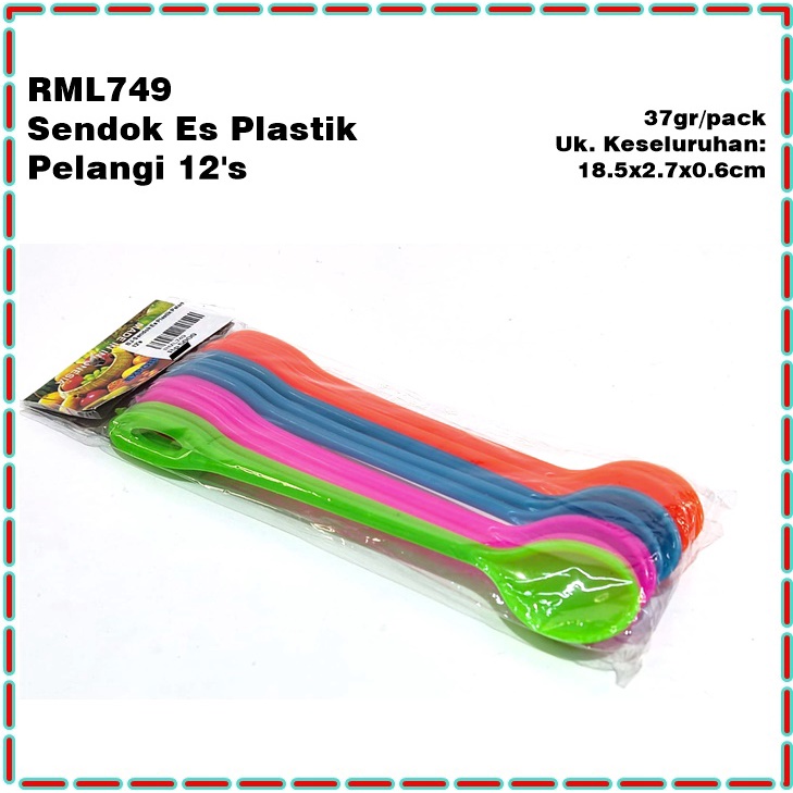 RML749 Sendok Es Plastik Pelangi 12's