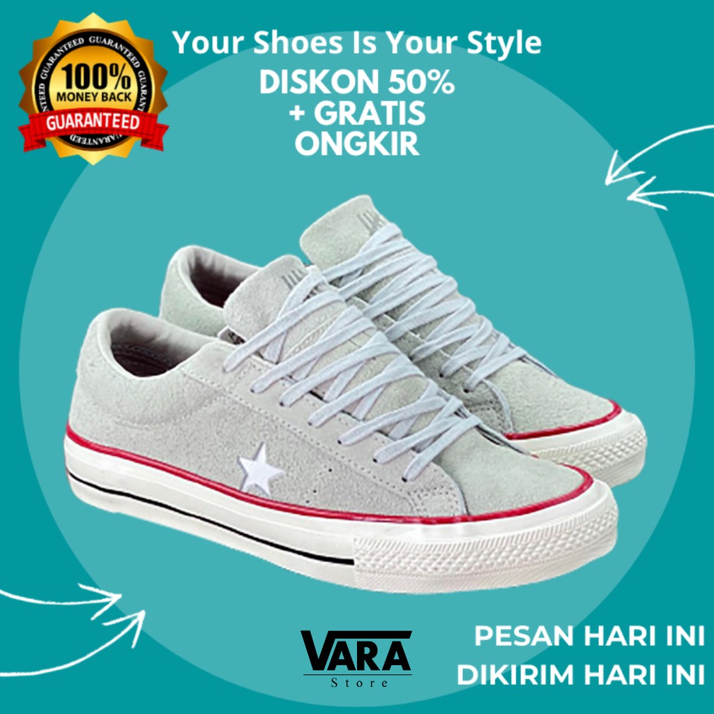 (BISA GRAB) CONVERSE ONE STAR OX S.GREY WHITE UNDEFEATED / SEPATU CONVERSE ONE STAR PREMIUM
