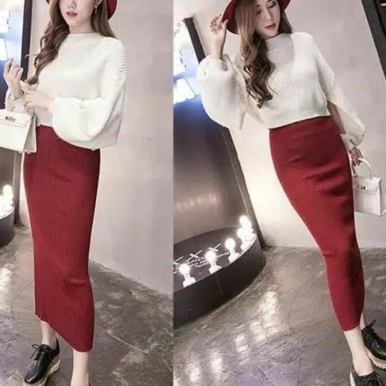 ✯ ROK SPAN RAJUT PREMIUM /ROK RAJUT PANJANG ✷