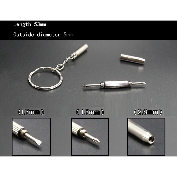 Gantungan Kunci 4in1 Obeng Plus Minus Mini Screwdriver Keychain EDC