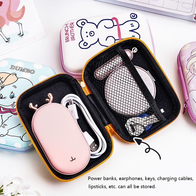 Tas Pouch Penyimpanan Kabel USB / Earphone / Koin / Kunci / Charger Motif Kartun Lucu