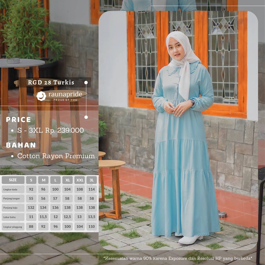 Rauna Gamis Terbaru RGD 28 / Fashion Muslim Rauna Terbaru 2022