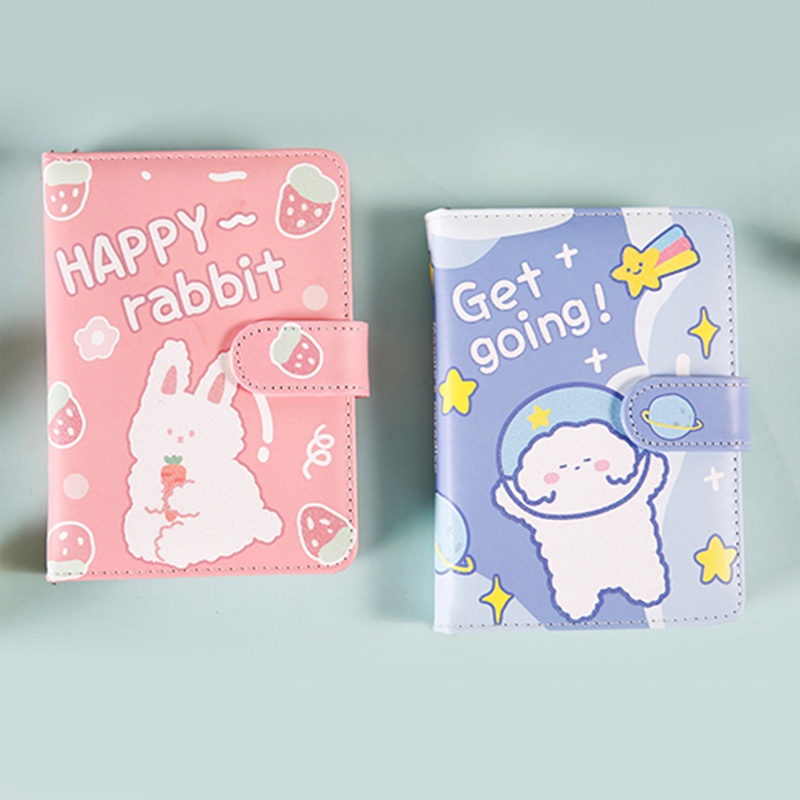 100 Lembar Buku Notebook / Catatan Cover Kulit Motif Kartun Lucu Kreatif Dengan Gesper Magnetik