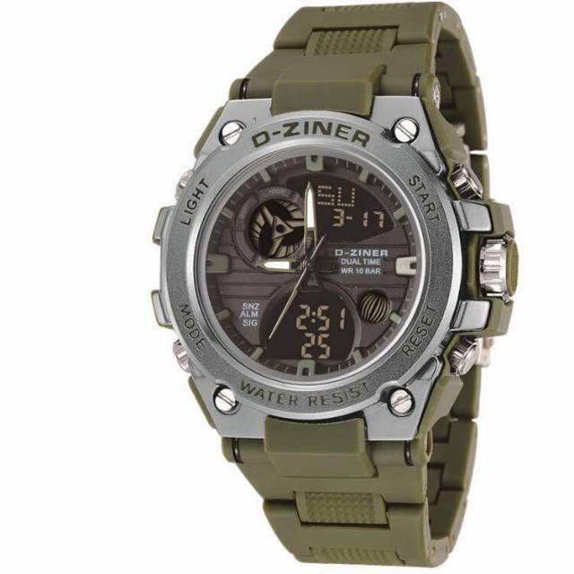 Jam Tangan Pria D-Ziner Original Dual Time Water Resist