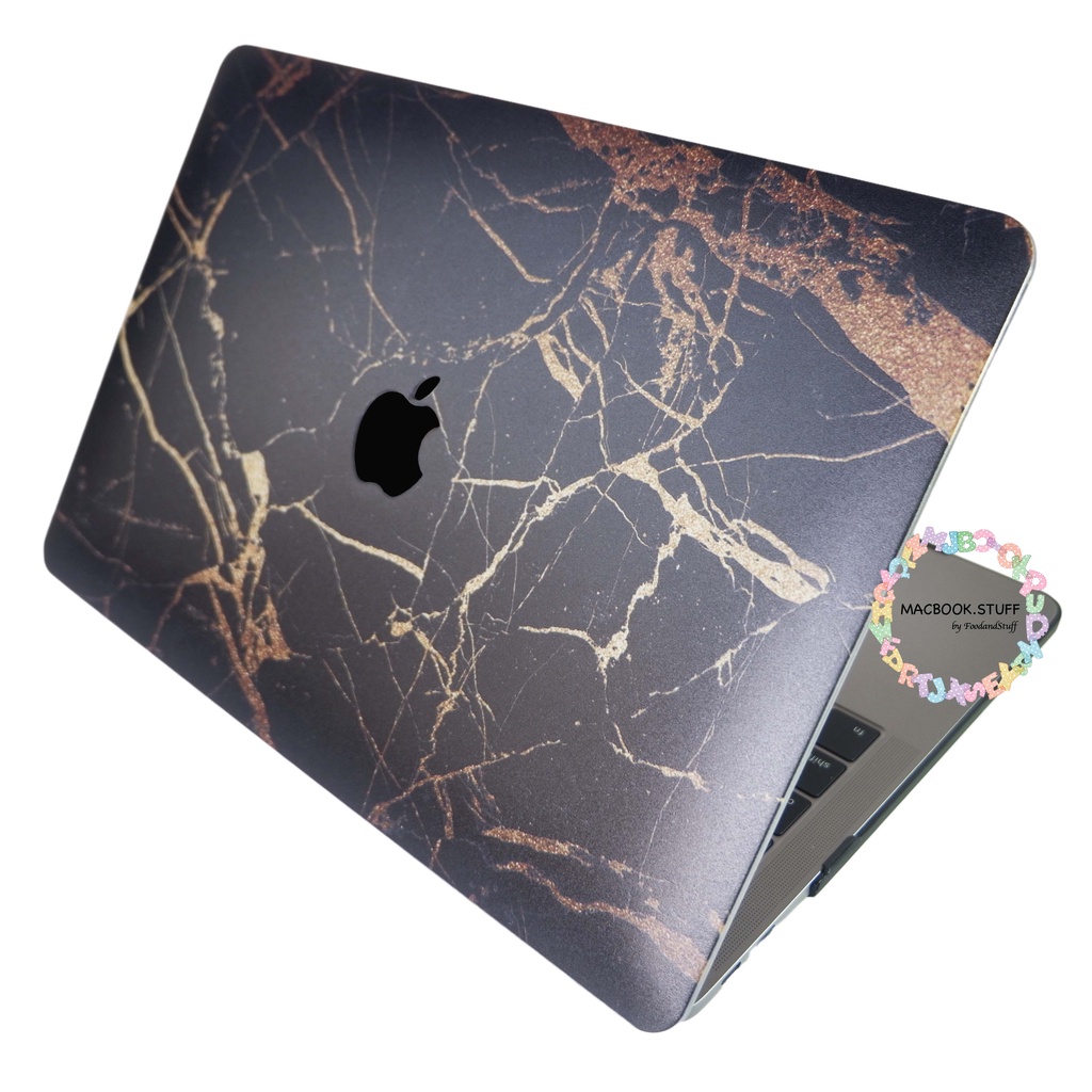 MACBOOK Case DRW MARBLE BLACK-GOLD NEW AIR PRO RETINA 11 12 13 14 15 16 INCH NON /  WITH CD ROOM / TOUCHBAR / TOUCH ID / M1 2020 2021 2022