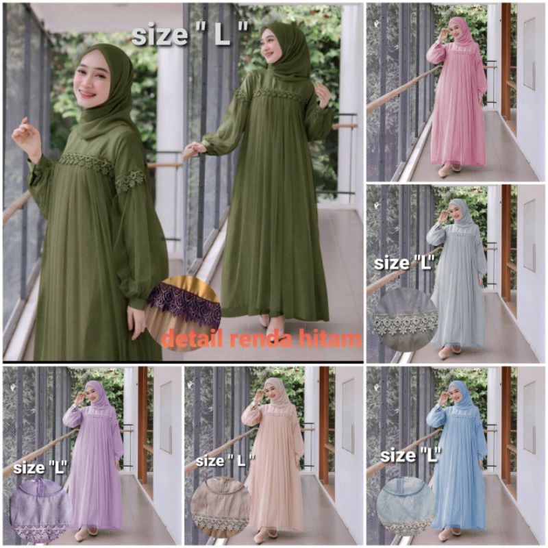 ELDE 12 - Maxi nuraini dress termurah TILE KELILING S M L XL XXL GAMIS NURNIA gamis renda pesta arab mewah murah terbaru premium Maxi Zoya / couple kemeja Kekinian Pakaian Wanita