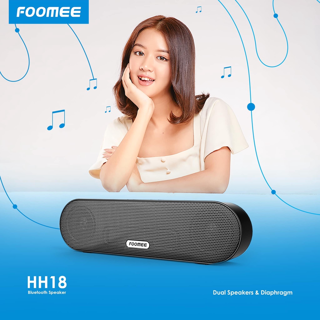 Speaker Bluetooth Mini HiFi Foomee HH18 Dual Speaker Diaphragm Stereo