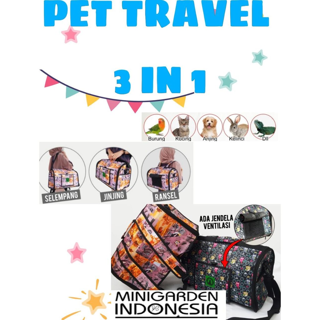 PET TRAVEL 3 IN 1 pet cargo tas hewan anti hujan tas slempang ransel jinjing bawa hewan peliharaan waterproof