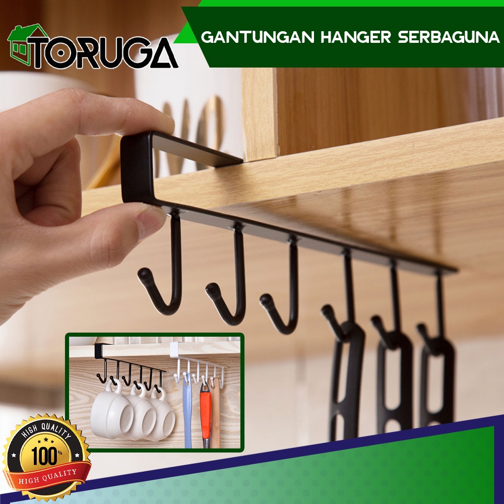 Gantungan Hanger Kitchen Dapur Pengait Gelas Serbaguna 6 Hook Kabinet Cantolan Praktis