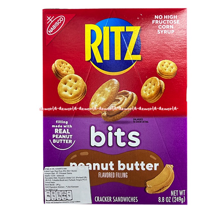 Ritz Bits 249gr Peanut Butter Flavoured Filling Cracker Sandwiches Biskuit Kacang Rits Corn Syrup Rizt Nut Biscuit