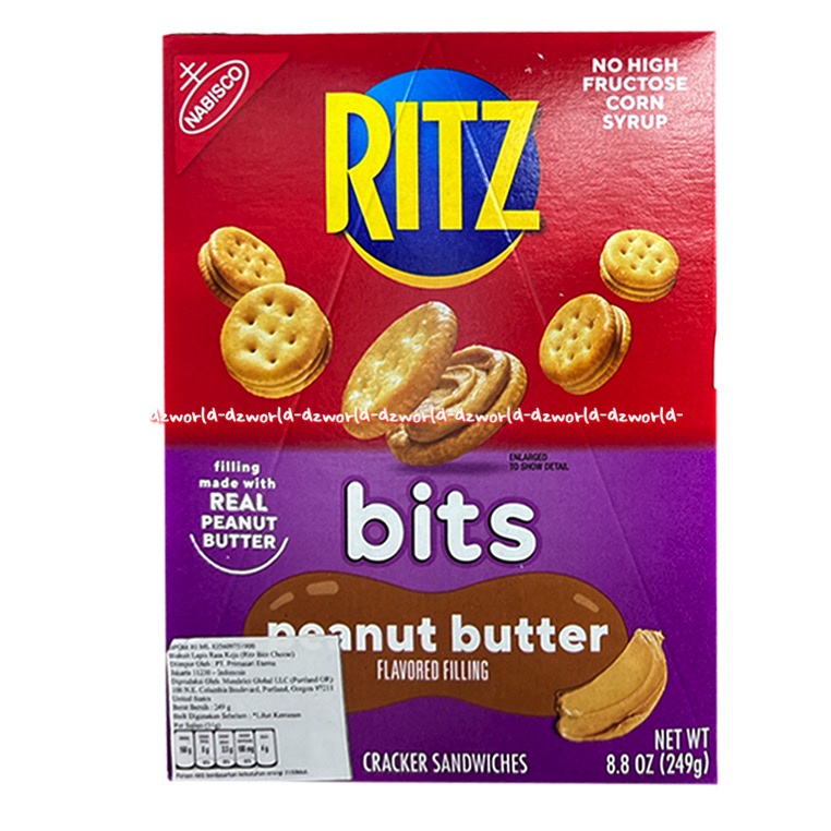 Ritz Bits 249gr Peanut Butter Flavoured Filling Cracker Sandwiches Biskuit Kacang Rits Corn Syrup Rizt Nut Biscuit