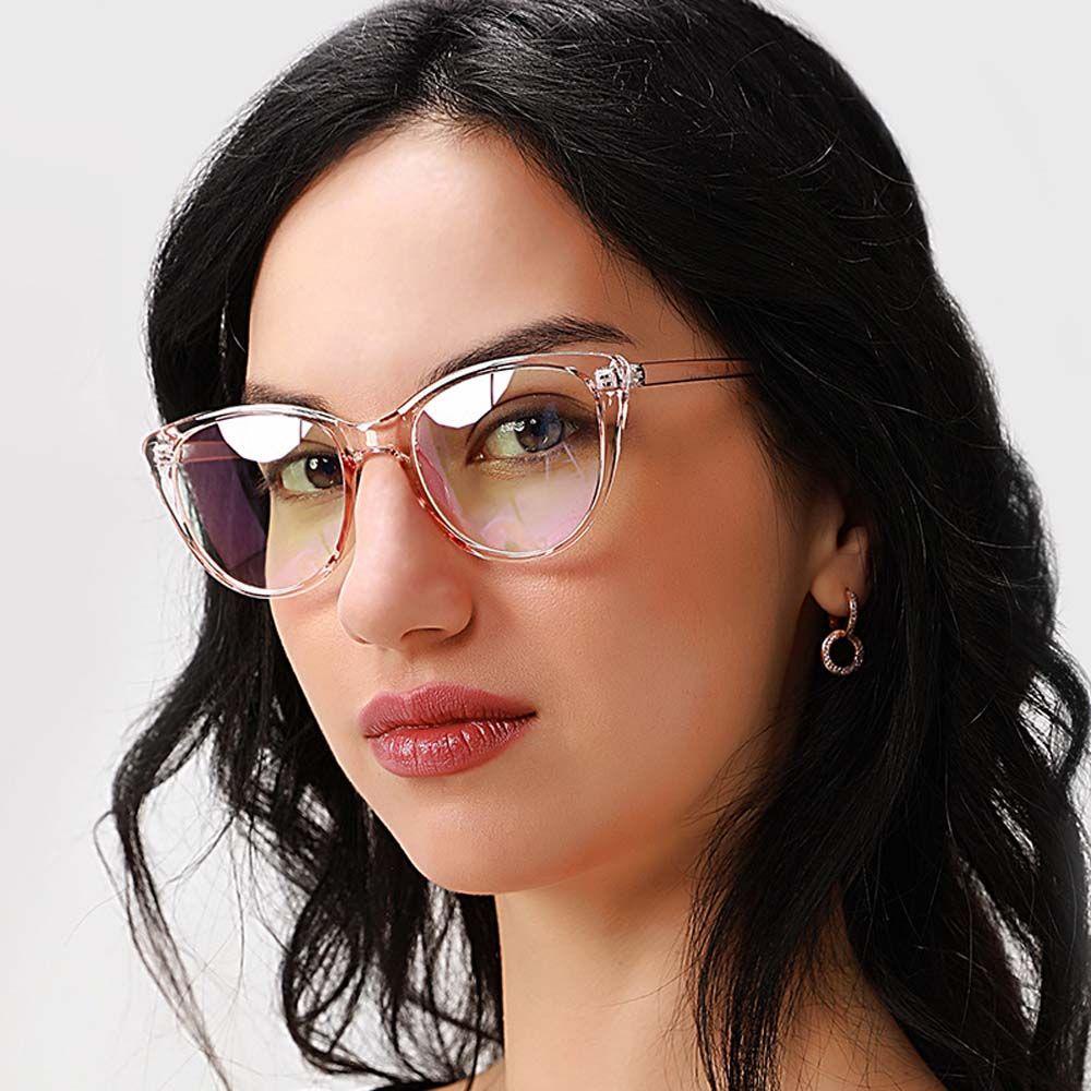 Agustinina Kacamata Cat Eye Elegan Untuk Wanita Motif Leopard Warna-Warni Fashion Eyewear Hitam Kacamata Palsu