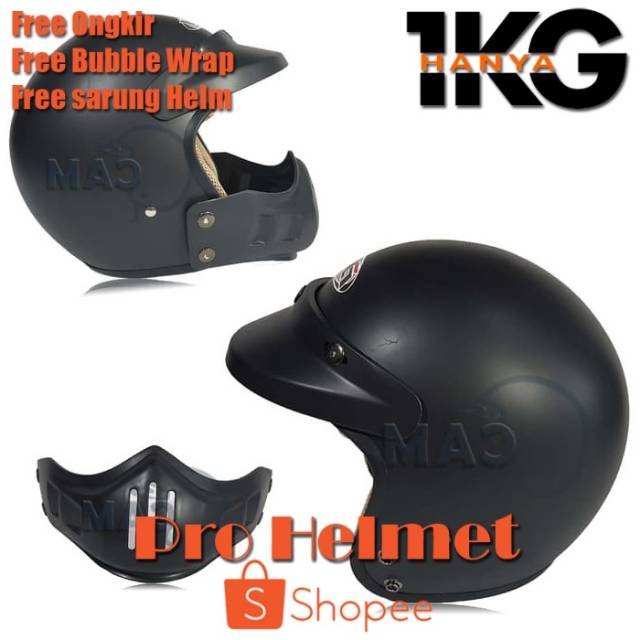 [1KG] Helm Hybrid Cakil Bandit Simpson HBC Boulter Classic Retro Bogo Klasik Black Doff SNI Dewasa