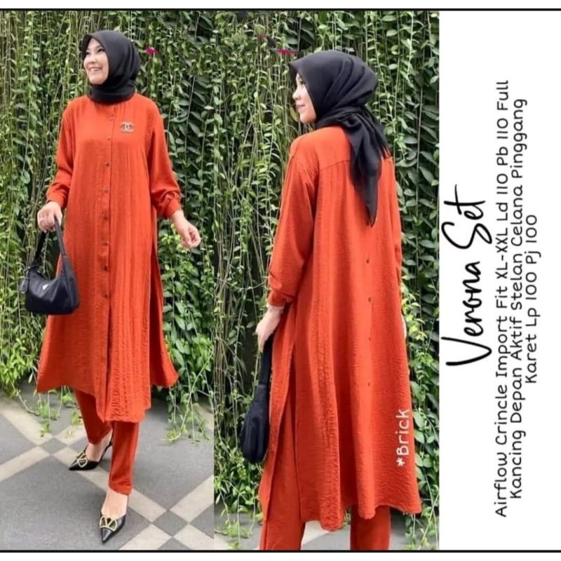 SETELAN WANITA DEWASA LONGSET BAJU TUNIK BAHAN CRINCKLE AIRFLOW PREMIUM TERBARU 2022/LONGSET PAKAIAN