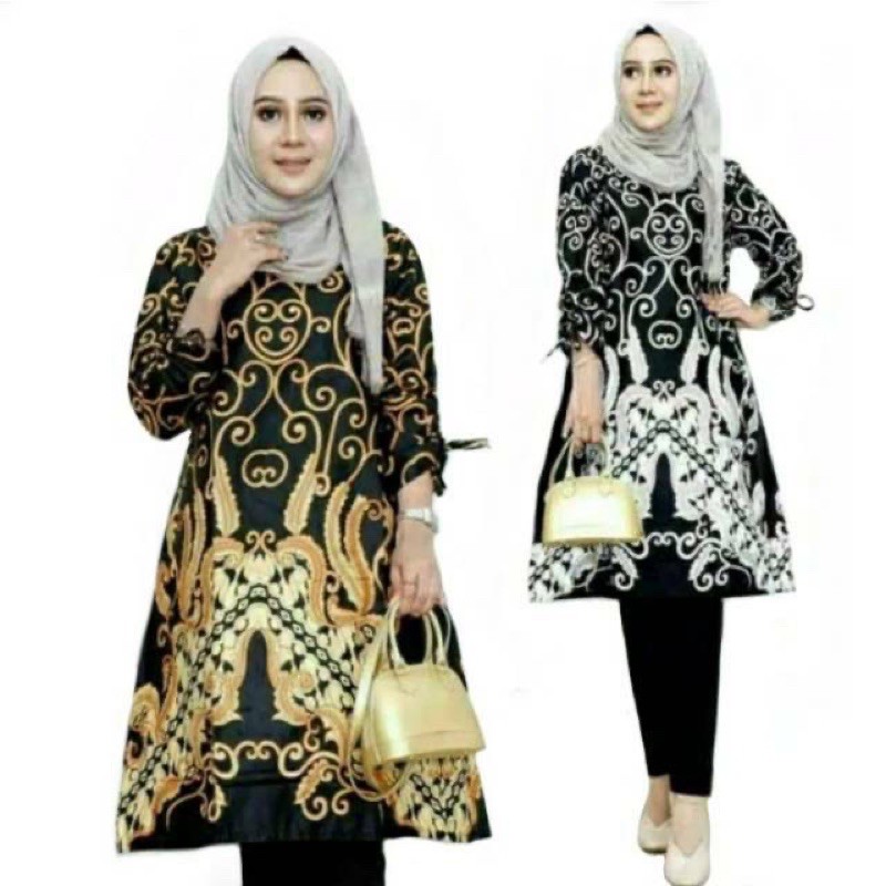 DASTER ARAB ZEEMA POLKA | RESLETING DEPAN BUSUI BUMIL | SANTUNG ADEM HALUS RENDA LENGAN PANJANG-Tunik Batik Random