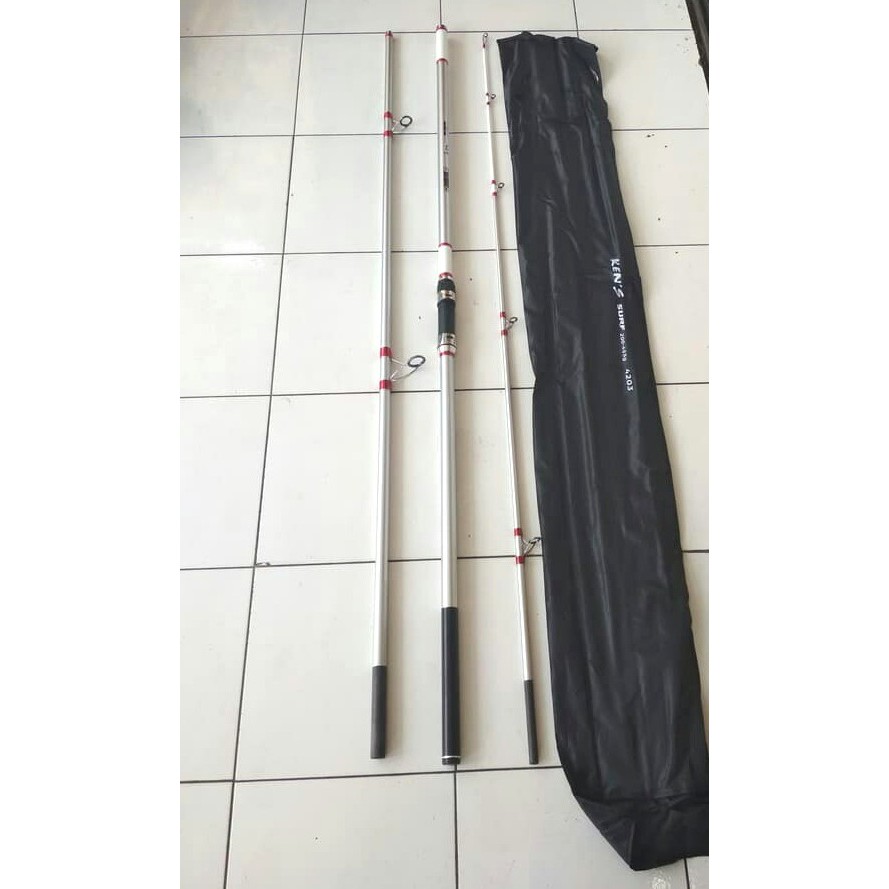 Joran Sambung Tiga Ken Surf 420 Casting Weight 200-455Gr line 80 lbs Kaku Kuat Cocok Untuk Rock Fish