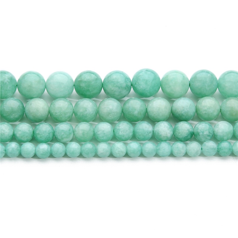 6 / 8 / 10 / 12mm Manik-Manik Batu Giok Imitasi Bentuk Bulat Untuk Membuat Perhiasan Kalung Gelang
