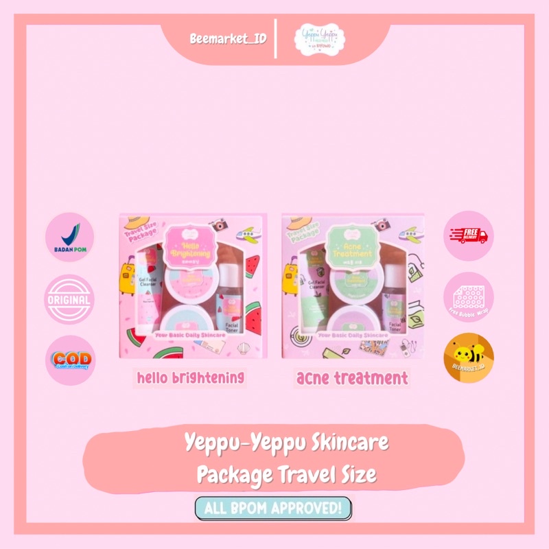 Paket Skincare Yeppu-Yeppu By Kiyowo Travel Size BPOM Halal Paket Skincare Acne Treatment Dan Hello 