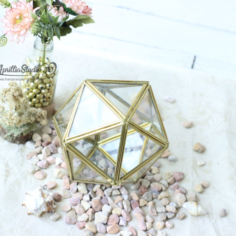 Kotak Perhiasan | Ringbox Terarium Ball Dimension UK 13x13x13 cm