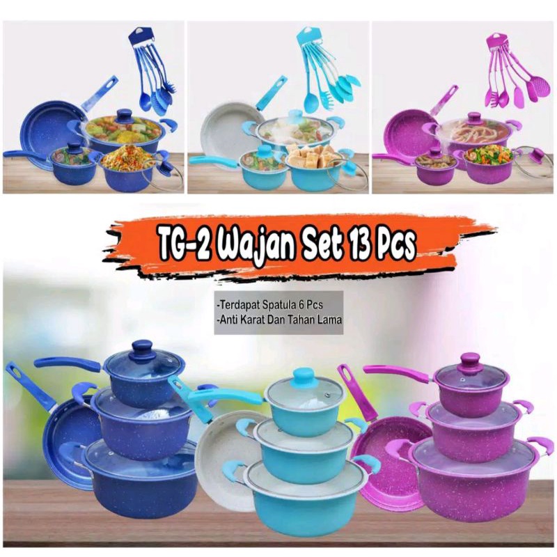 Panci set 13pcs ( Biru, Merah , Ungu, Pink )