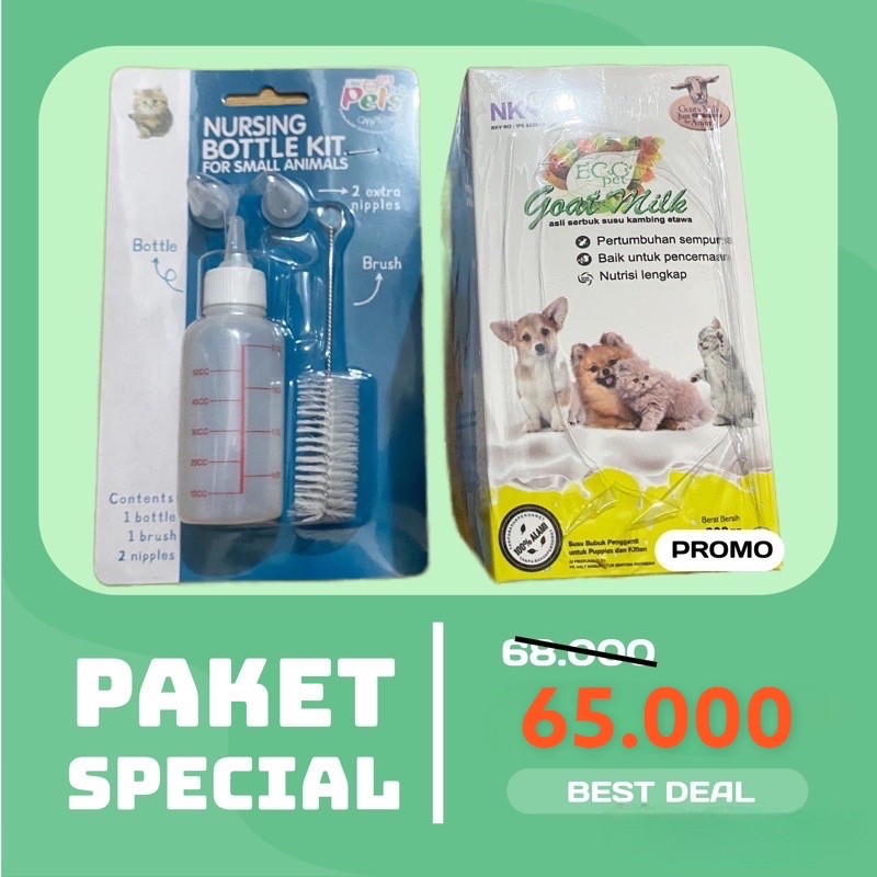 PAKET BUNDLE DOT SUSU 50ml - ECOPET GOAT MILK ORI KUCING ANJING