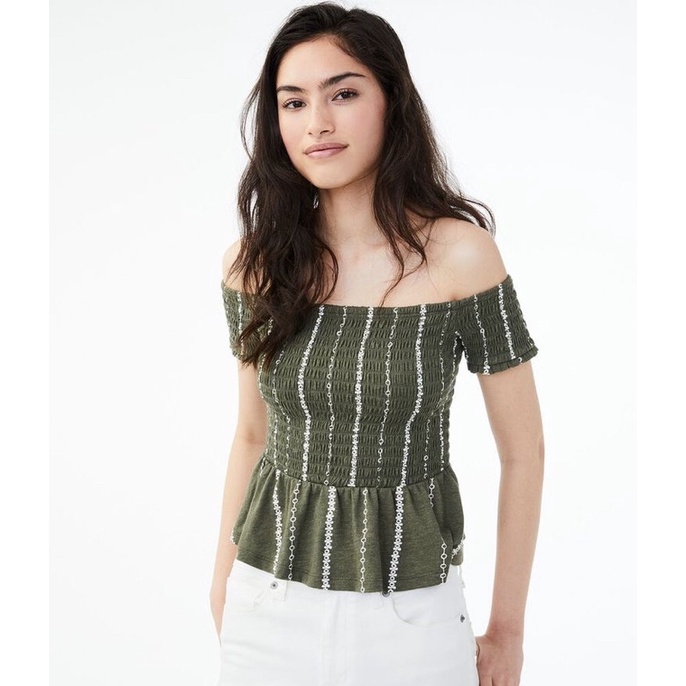 Aeropostale Smocked Peplum Top