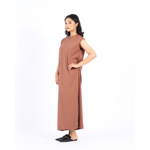 INNER SPAN DRESS HITAM TANPA LENGAN | INNER DRESS PANJANG POLOS | LONG DRESS PANJANG TANPA LENGAN