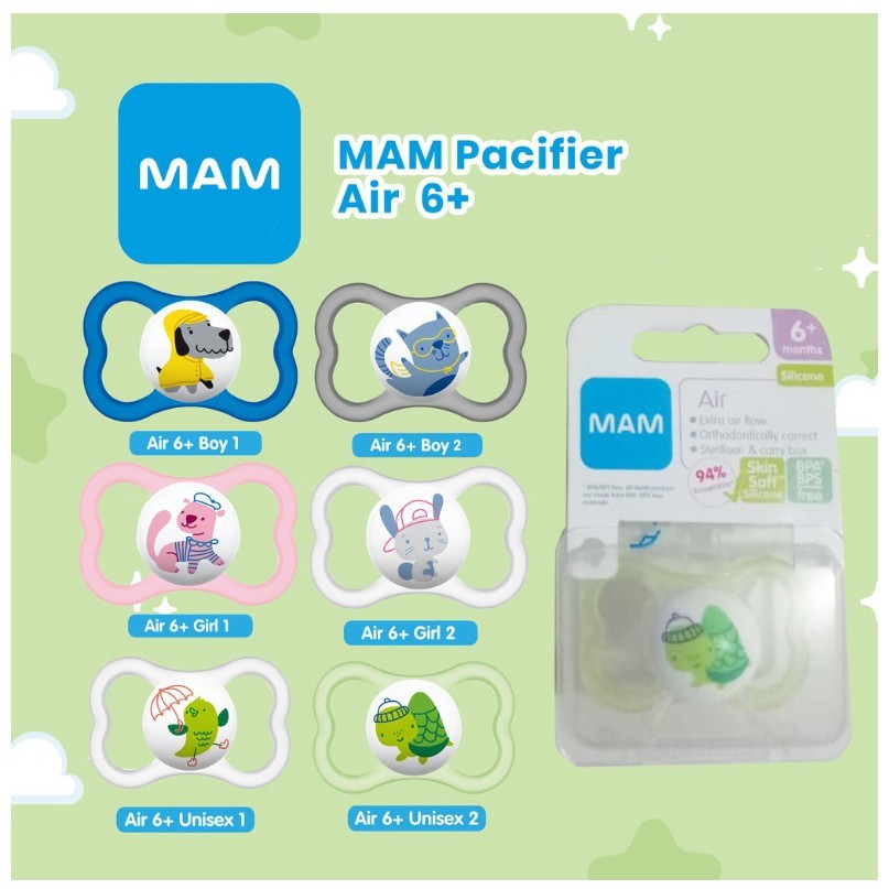 MAM Orthodontic Pacifier Night / Air 0-6M / 6m+ Baby Soother Empeng Bayi CBKS