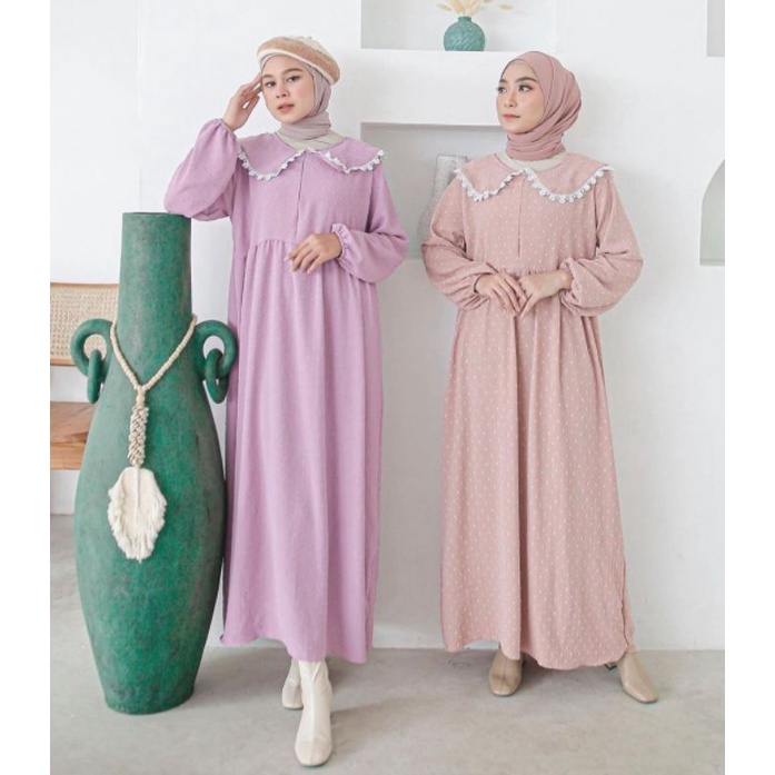 DRESS URAGIRI || GAMIS SAKILA URAGIRI PREMIUM CRINCLE DOTTY 1kg MUAT 3PCS