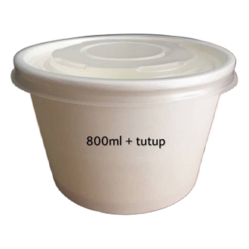 PAPER BOWL 800ml + Tutup / Rice Bowl 28oz FOODGRADE (Per Slop isi 50pcs)