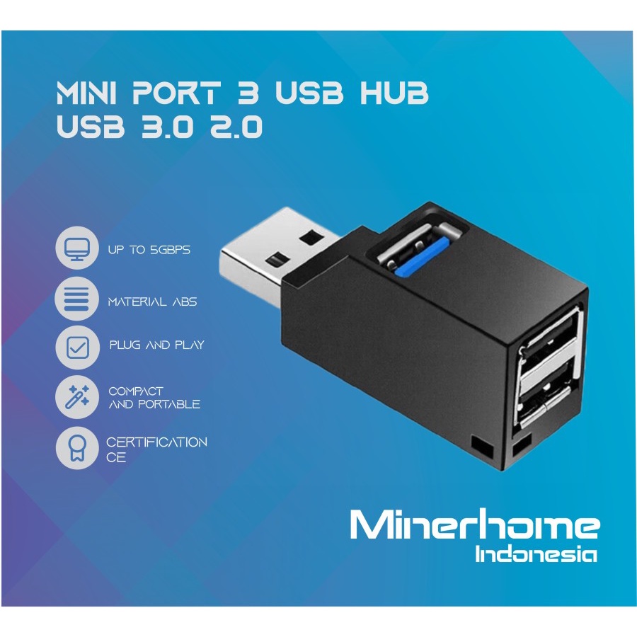 Mini 3 Port USB Hub USB 3.0 2.0 Super Speed