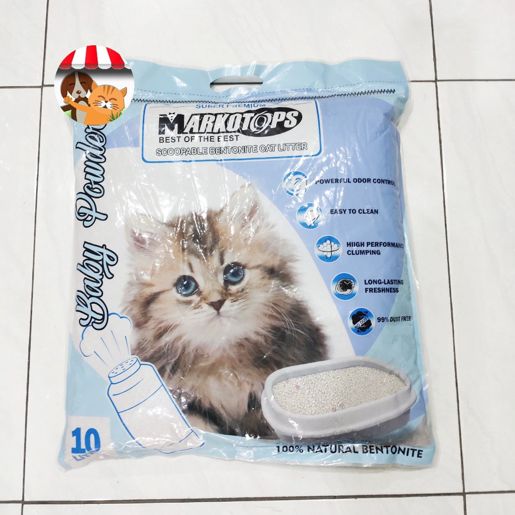 Pasir Kucing Wangi Gumpal Bentonite Markotops 10 Liter NO Cub n Kit