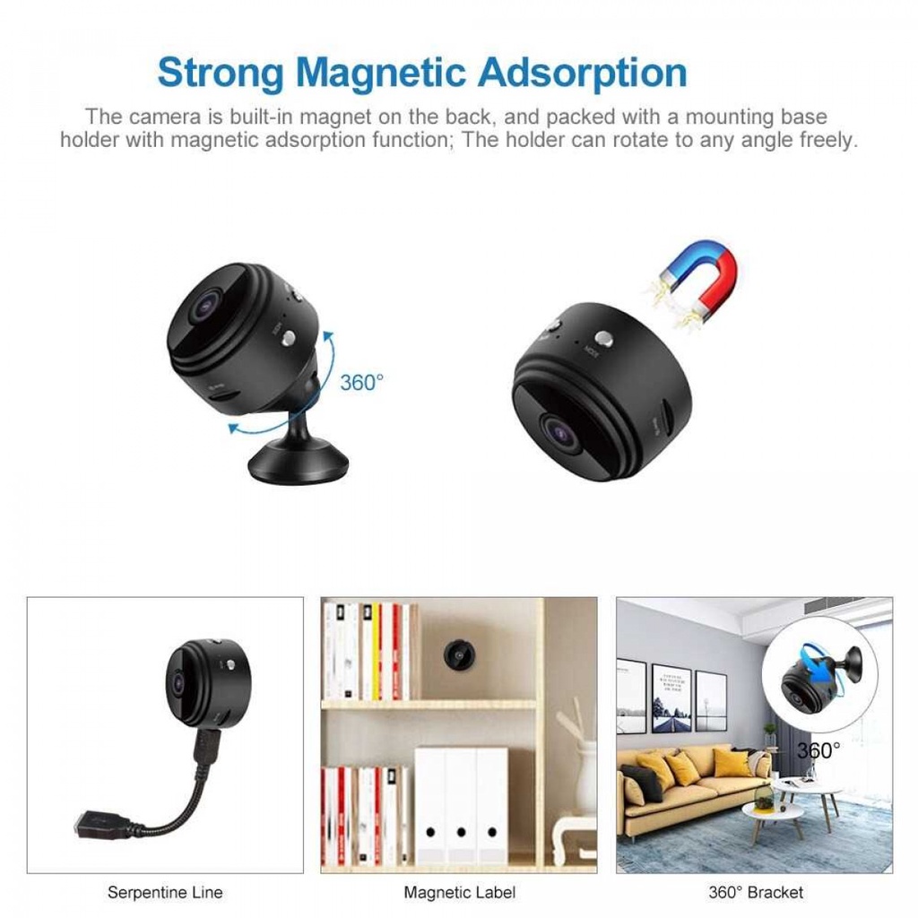 Taffware Mini WiFi IP Camera CCTV Wide Angle 1080P - GNA8