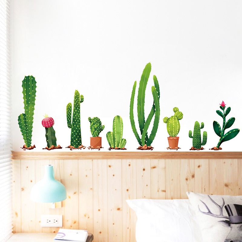 Reliza Wall Sticker Pot Cactus Hijau Garden LDR99312 Stiker Dinding