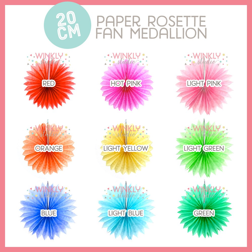 Paper Rosette Fan Medallion 20cm (Kipas Kertas Warna)