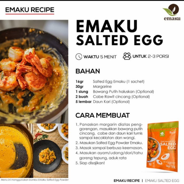 

Marhies- Bumbu Telur Asin Bubuk Emaku Salted Egg Powder Non Msg Pouch 160 Gram