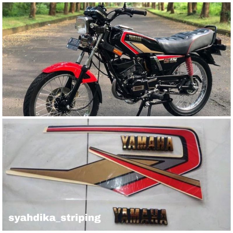STICKER STRIPING LIS BODY YAMAHA RX KING COBRA 1992 HITAM GRAFIS MERAH DAN EMBLEM YAMAHA