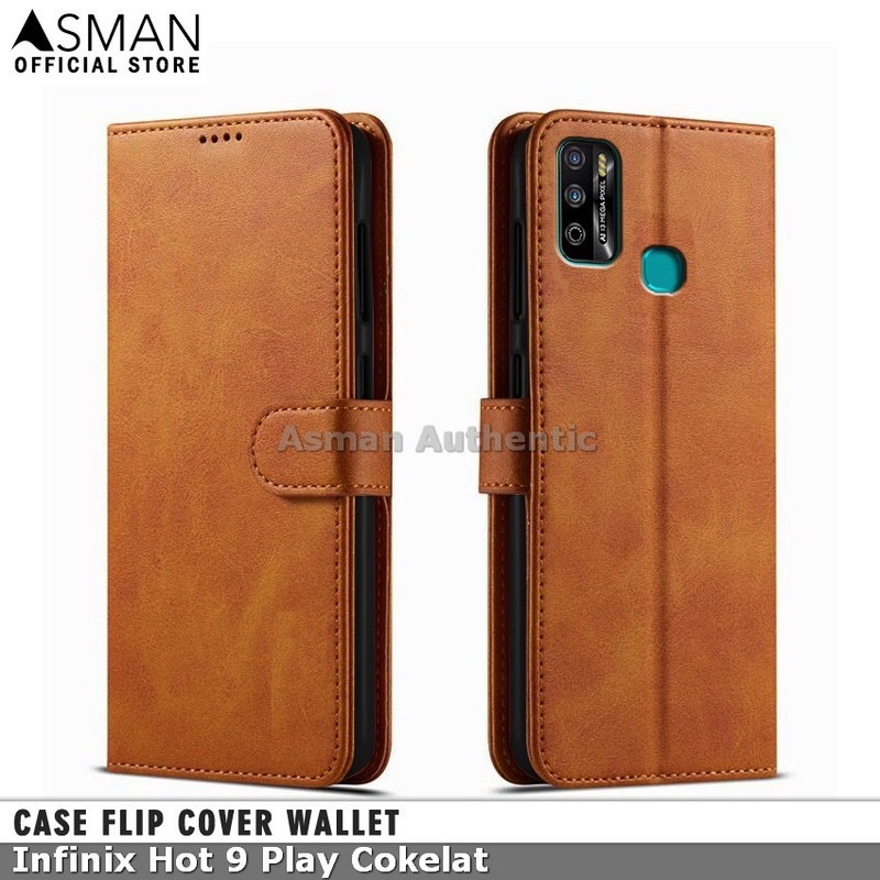 Asman Case Infinix Hot 9 Play Leather Wallet Flip Cover Premium Edition