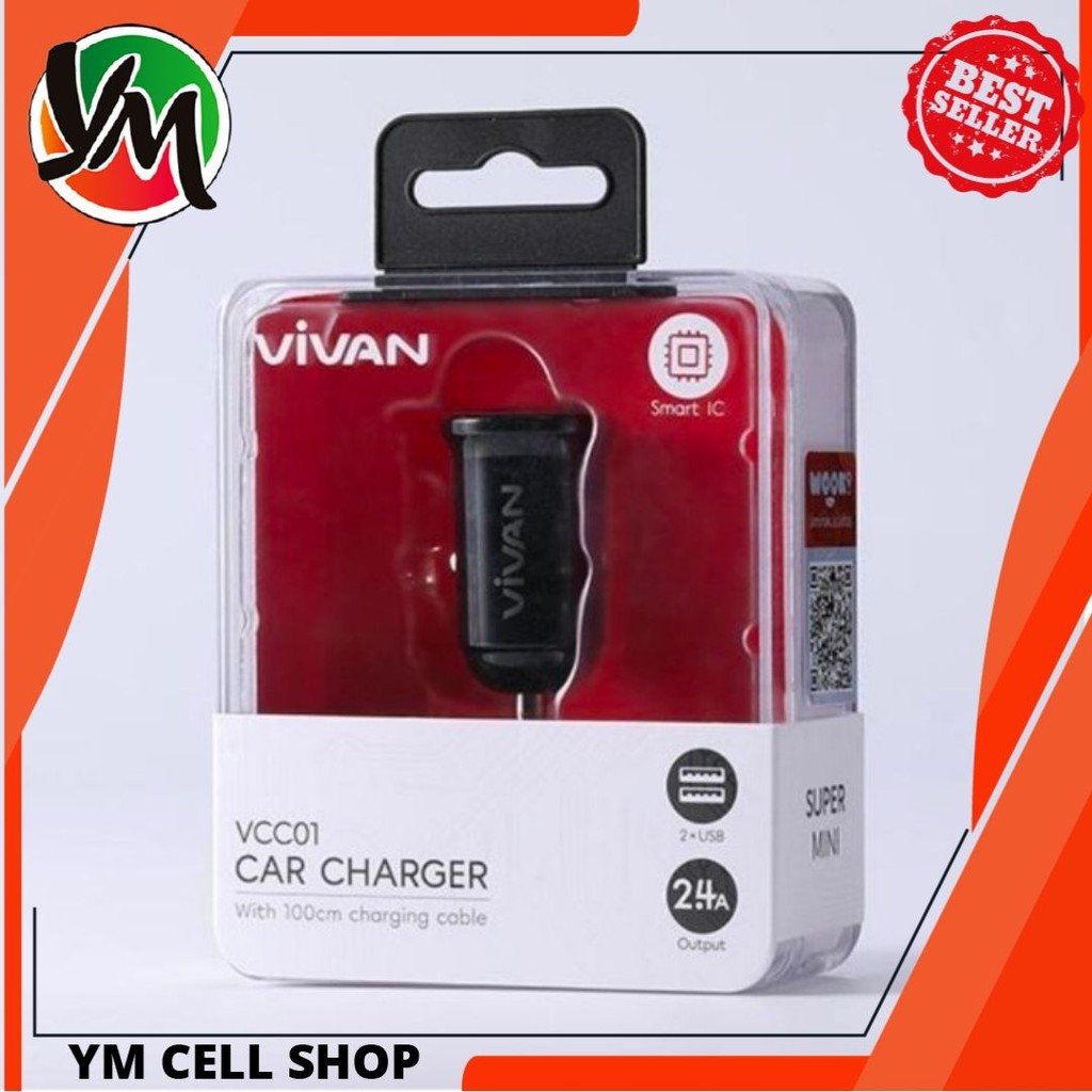 CHARGER MOBIL VIVAN VCC01 2,4A Car Charger Vivan Original