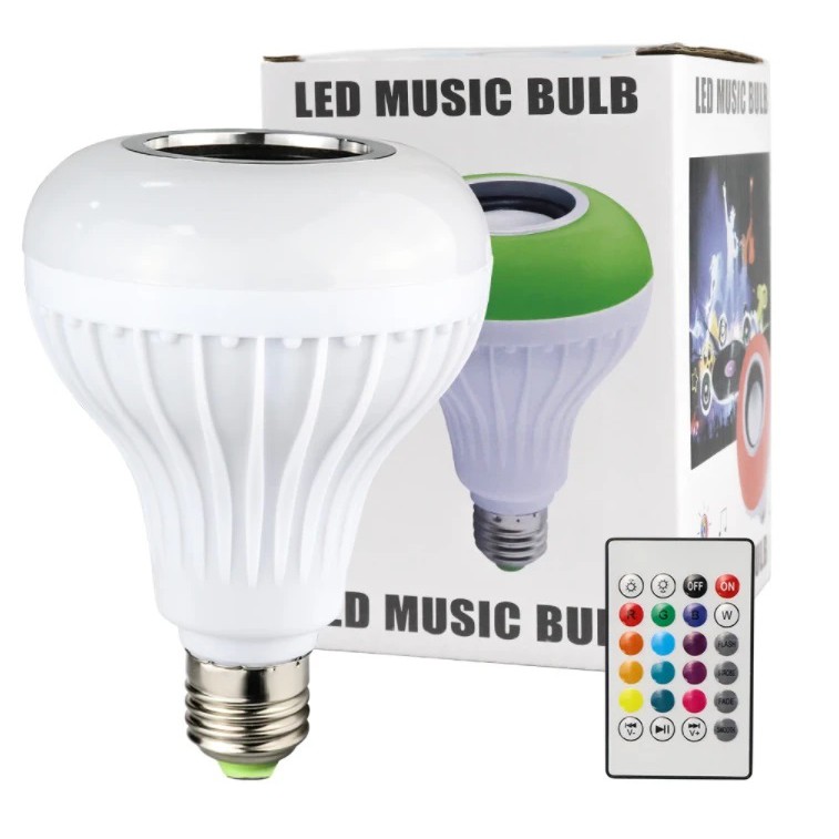 Bohlam Lampu Led Rgb E27 12w Dengan Speaker Wireless Bluetooth + Aplikasi Remote Control