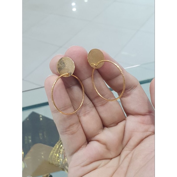 giwang anting koin gantungan ring emas