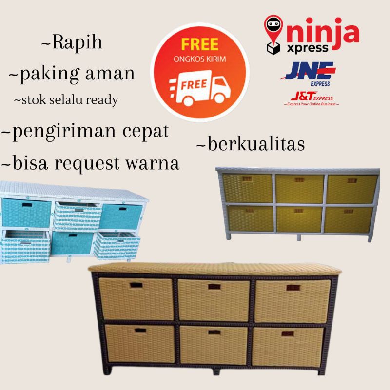 Lemari Laci 6 Rotan sintetis