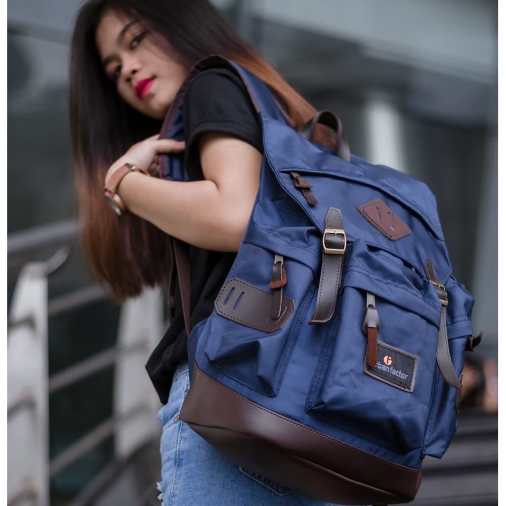 BRAIN STORM NAVY |Urban Factor x FORIND| Tas Ransel Ori Bag Polos Pria Wanita Backpack Baru New