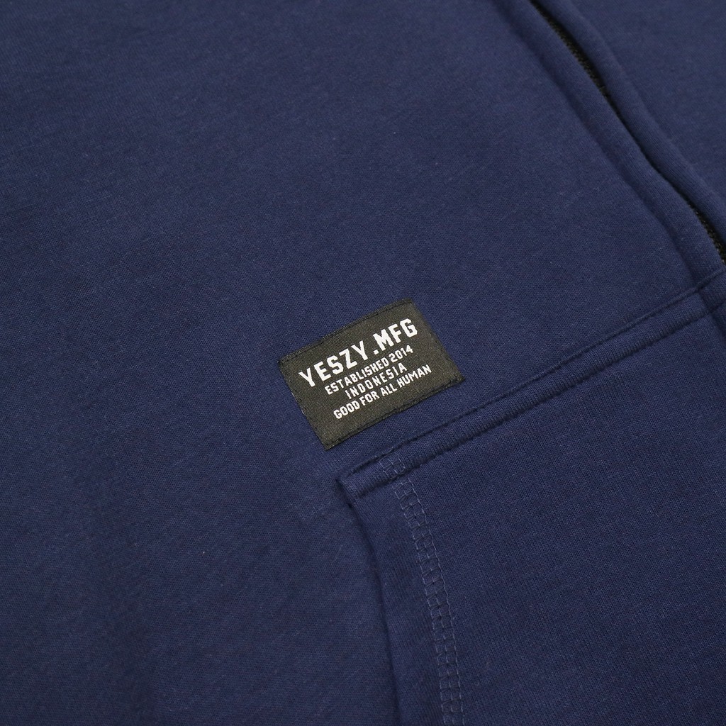 YESZY.MFG Zip Hoodie Navy Britannic F. White